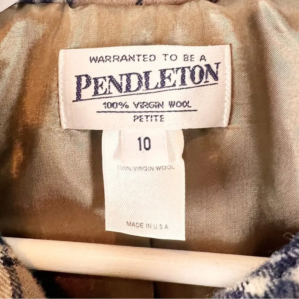 Vintage Pendleton‎ Tartan Tan Zip Blazer Jacket Petite